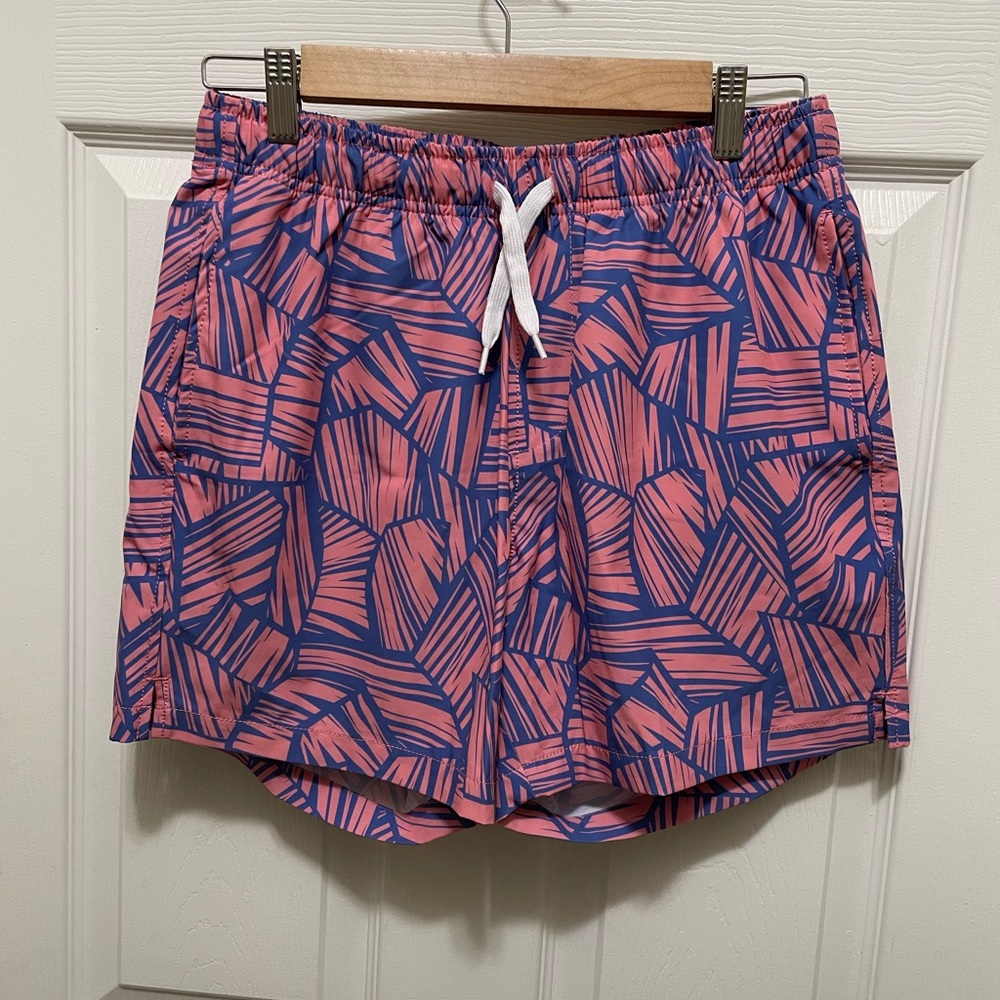 Men’s Bearbottom Pink Swim Shorts In Breezy Print Size Medium 5.5” Inseam